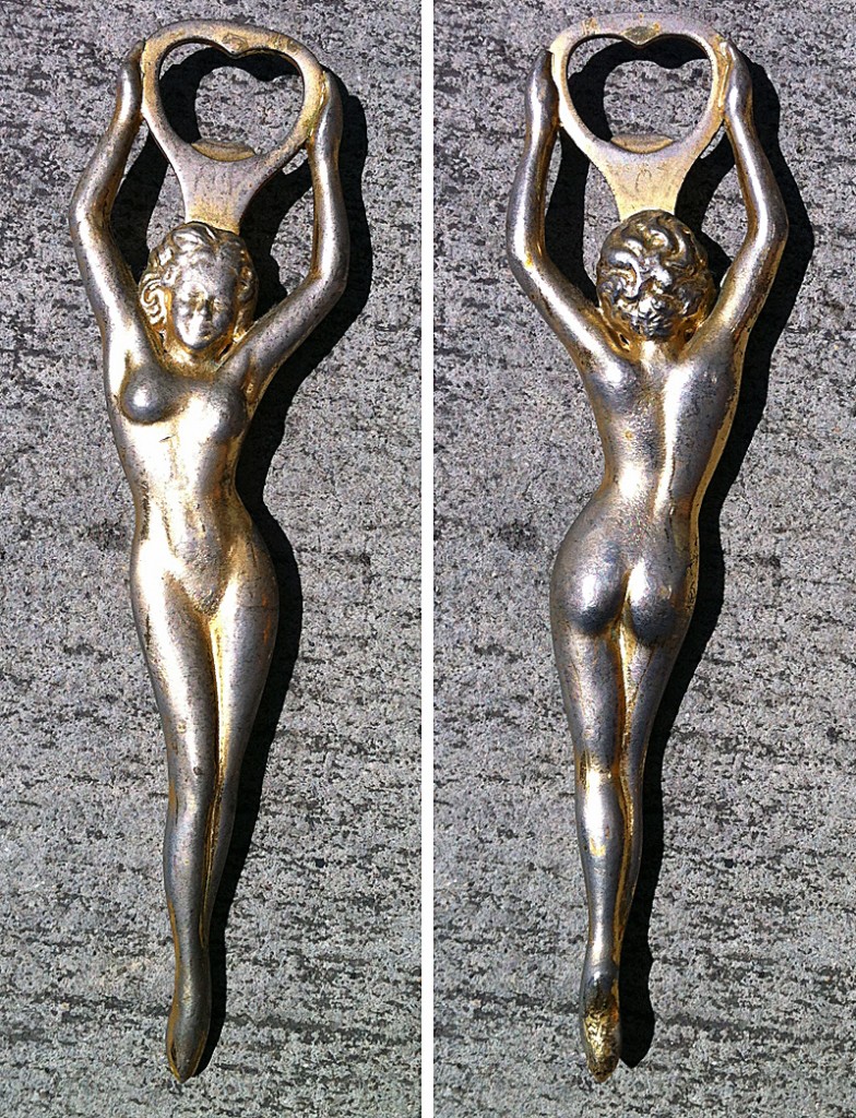 Art Deco Nude Woman Bottle Opener in Brass