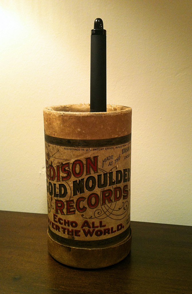 1904 Edison Gold Moulded Cylinder Record Cardboard Tube at home